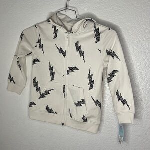 New Cat & Jack White lighting bolt skull Hoodie  Xs 4\5 full zip